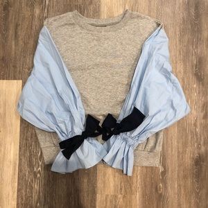 Crew sweatshirt with nice textured balloon sleeves